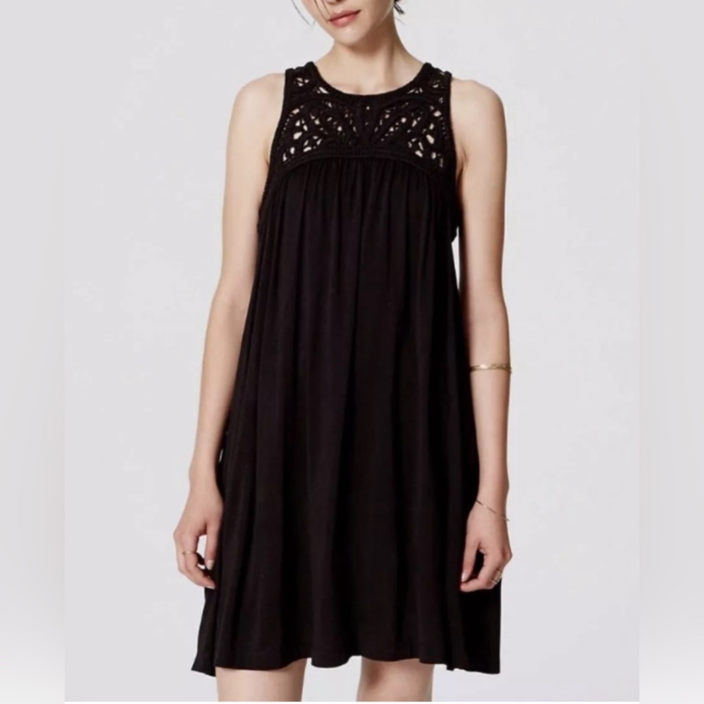The Loft Black Crochet Yoke Sundress size XL